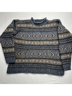 Le Collezioni Structure Mens Wool Blend Patterned Pullover Sweater M